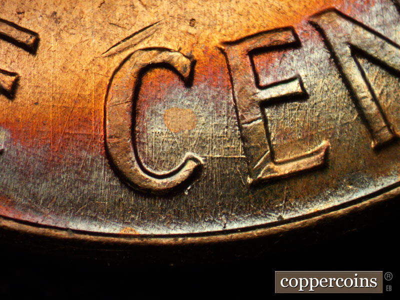 Die-stage B marker on 1960D•1MM•085 (1960 Repunched Mint Mark).