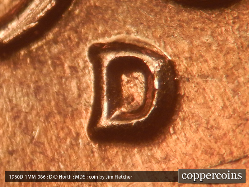 1960 Lincoln cent obverse, CopperCoins die 1960D•1MM•086.