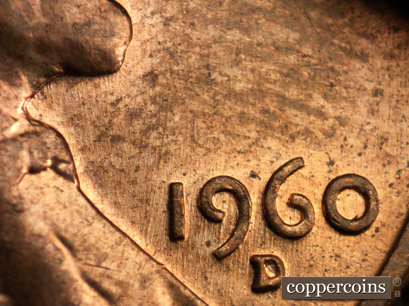 Die-stage B marker on 1960D•1MM•087 (1960 Repunched Mint Mark).