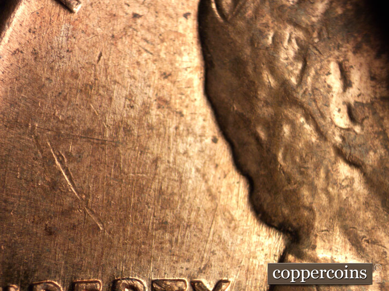 Die-stage B marker on 1960D•1MM•087 (1960 Repunched Mint Mark).