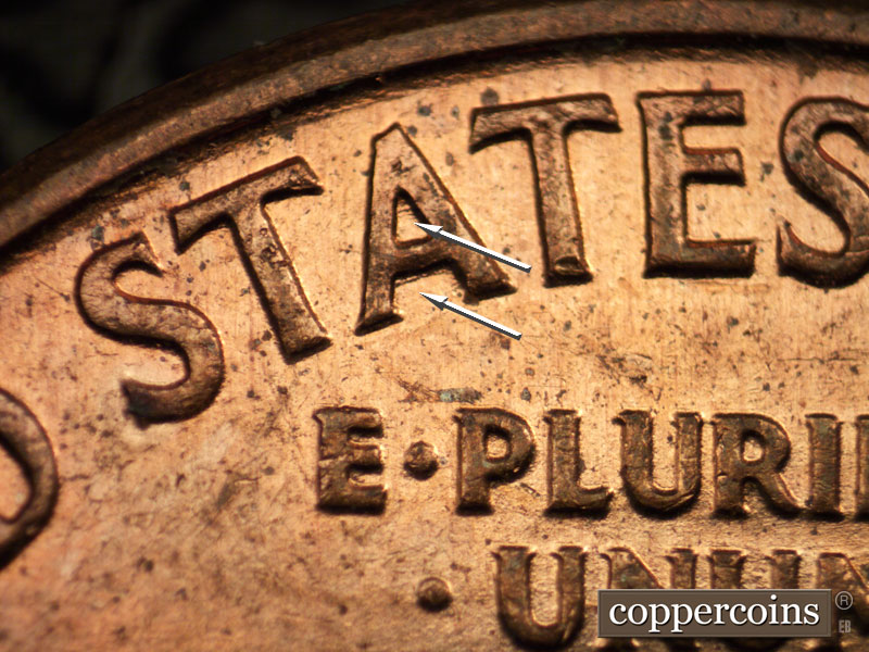 Die-stage B marker on 1960D•1MM•087 (1960 Repunched Mint Mark).
