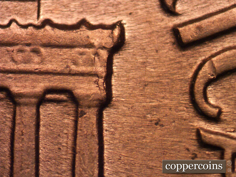 Die-stage C marker on 1960D•1MM•087 (1960 Repunched Mint Mark).
