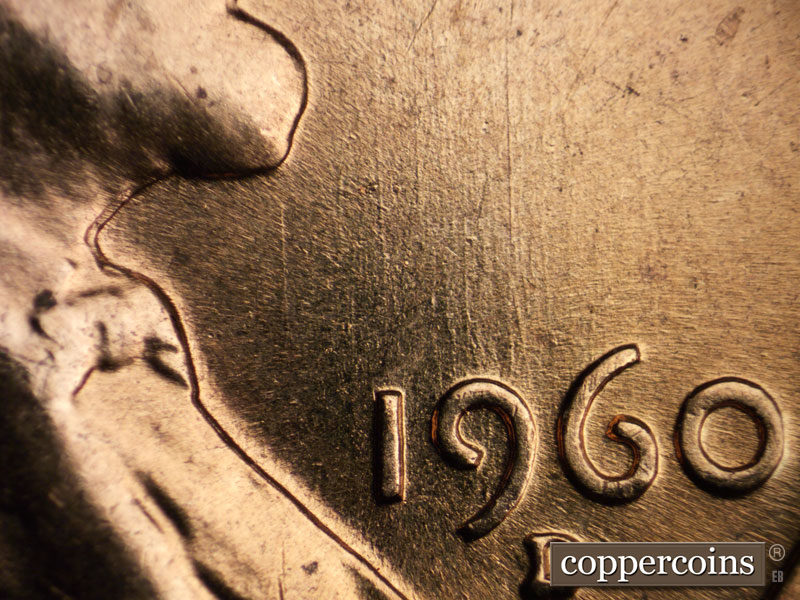 Die-stage B marker on 1960D•1MM•088 (1960 Repunched Mint Mark).