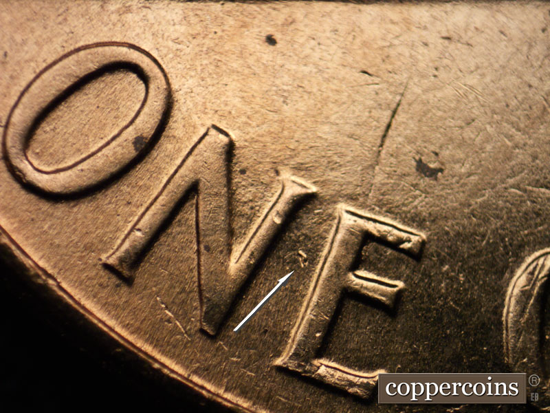 Die-stage B marker on 1960D•1MM•088 (1960 Repunched Mint Mark).