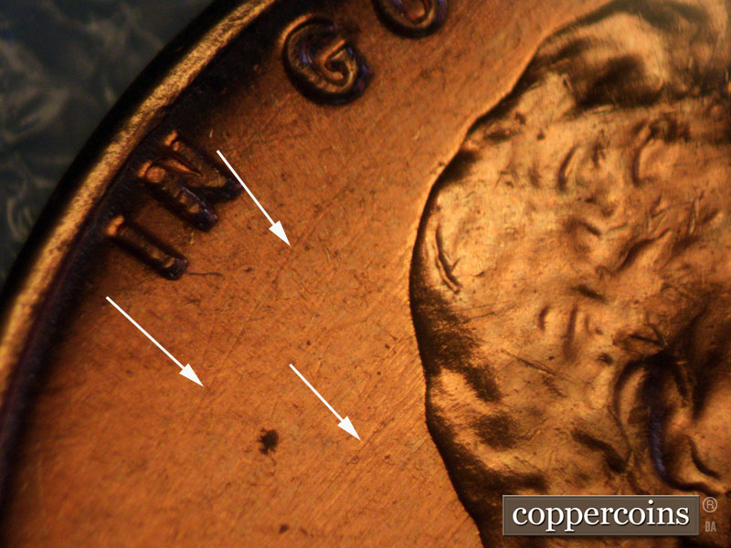 Die-stage B marker on 1960D•1MM•091 (1960 Repunched Mint Mark).