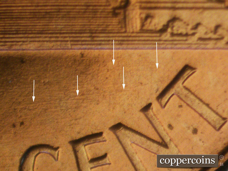 Die-stage B marker on 1960D•1MM•091 (1960 Repunched Mint Mark).