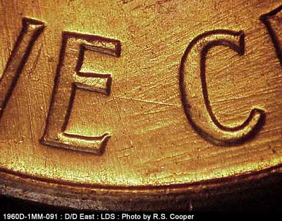 Die-stage C marker on 1960D•1MM•091 (1960 Repunched Mint Mark).