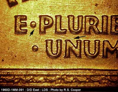 Die-stage C marker on 1960D•1MM•091 (1960 Repunched Mint Mark).
