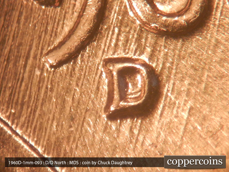 1960 Lincoln cent obverse, CopperCoins die 1960D•1MM•093.