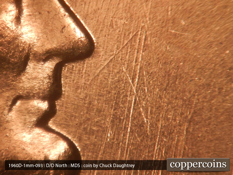 Die-stage B marker on 1960D•1MM•093 (1960 Repunched Mint Mark).
