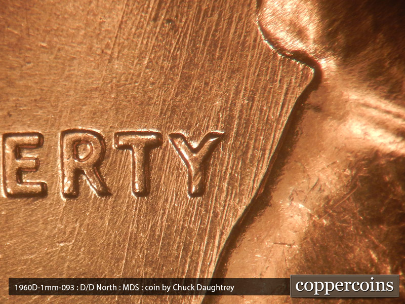 Die-stage B marker on 1960D•1MM•093 (1960 Repunched Mint Mark).