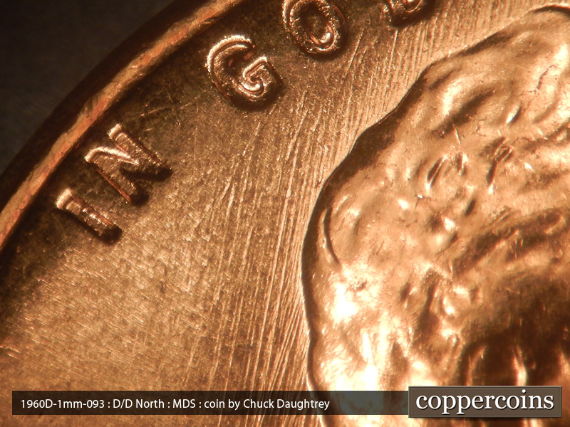 Die-stage B marker on 1960D•1MM•093 (1960 Repunched Mint Mark).