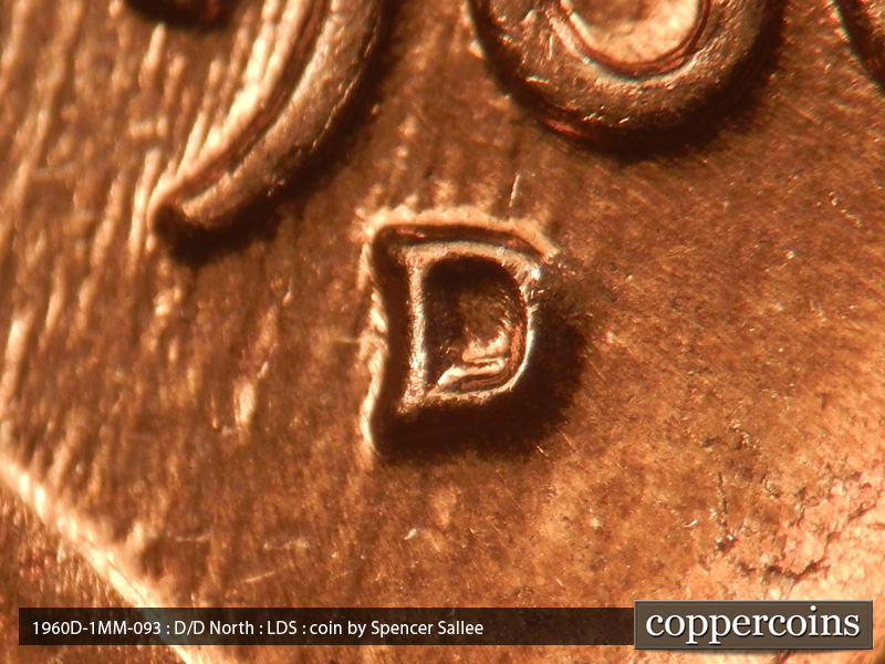 Die-stage C marker on 1960D•1MM•093 (1960 Repunched Mint Mark).