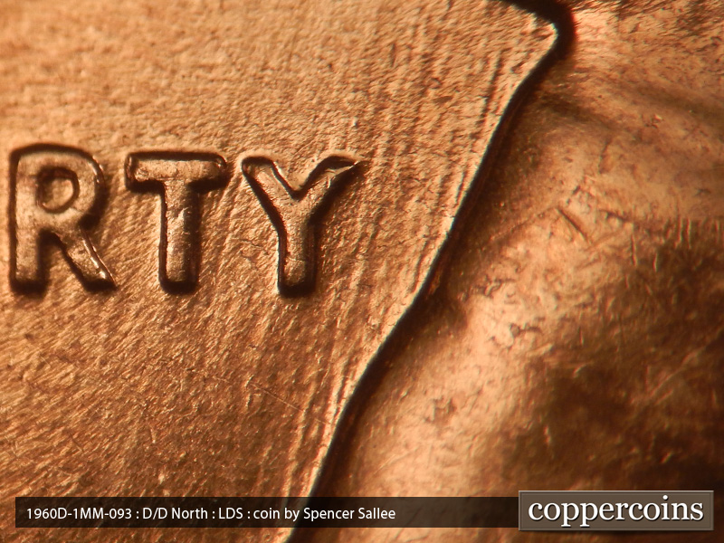 Die-stage C marker on 1960D•1MM•093 (1960 Repunched Mint Mark).