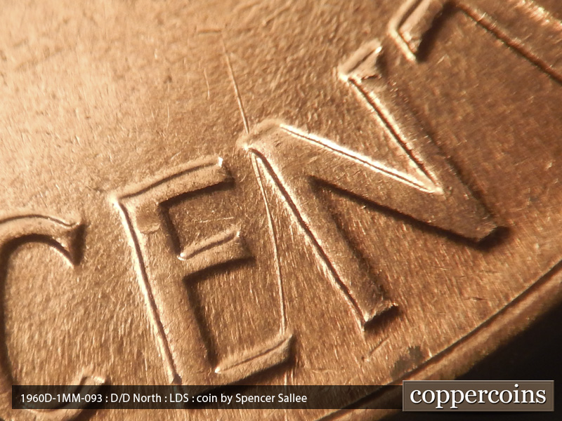 Die-stage C marker on 1960D•1MM•093 (1960 Repunched Mint Mark).