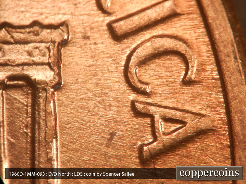 Die-stage C marker on 1960D•1MM•093 (1960 Repunched Mint Mark).