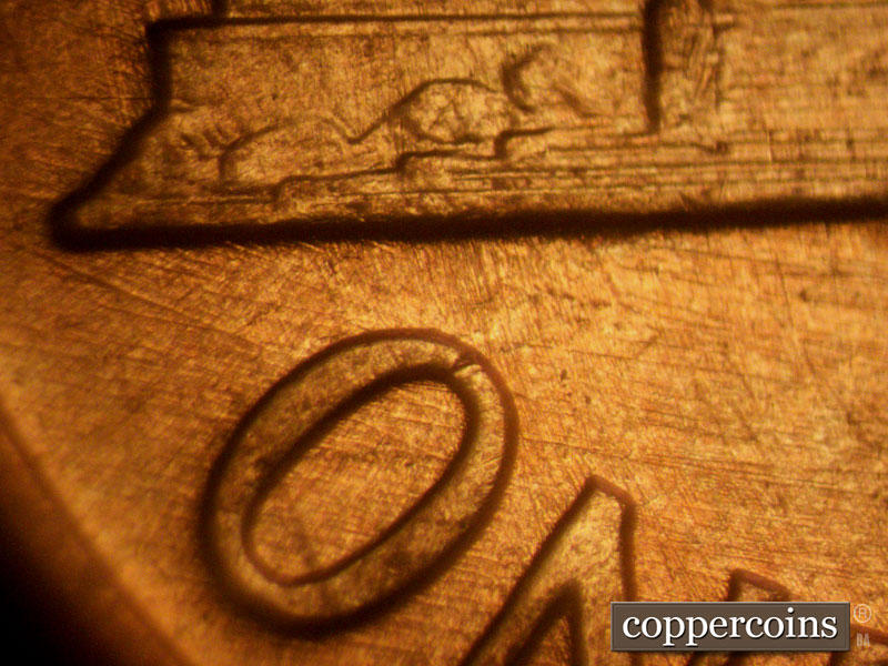 Die-stage A marker on 1960D•1MM•094 (1960 Repunched Mint Mark).