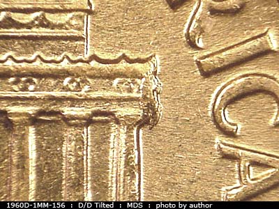 Die-stage B marker on 1960D•1MM•094 (1960 Repunched Mint Mark).
