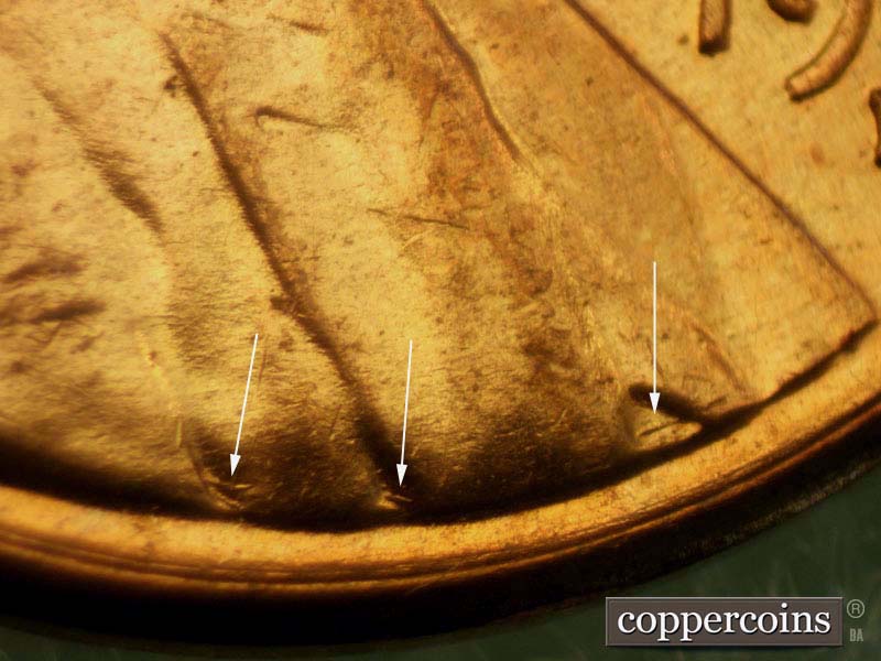 Die-stage B marker on 1960D•1MM•095 (1960 Repunched Mint Mark).