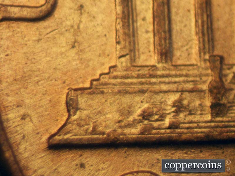 Die-stage B marker on 1960D•1MM•095 (1960 Repunched Mint Mark).