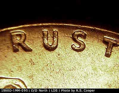Die-stage C marker on 1960D•1MM•095 (1960 Repunched Mint Mark).