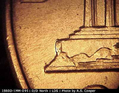 Die-stage C marker on 1960D•1MM•095 (1960 Repunched Mint Mark).