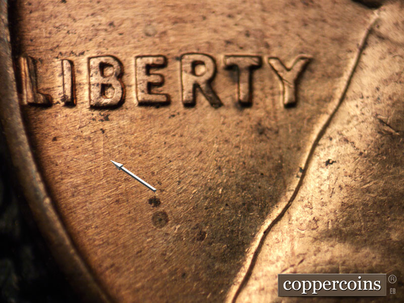 Die-stage A marker on 1960D•1MM•096 (1960 Repunched Mint Mark).