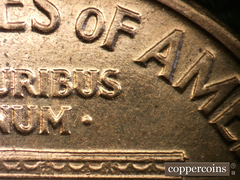 Die-stage B marker on 1960D•1MM•096 (1960 Repunched Mint Mark).
