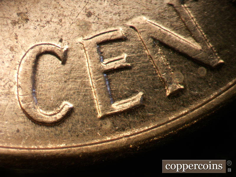 Die-stage B marker on 1960D•1MM•096 (1960 Repunched Mint Mark).