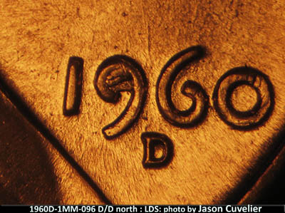 Die-stage C marker on 1960D•1MM•096 (1960 Repunched Mint Mark).