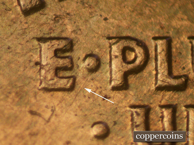 Die-stage B marker on 1960D•1MM•097 (1960 Repunched Mint Mark).