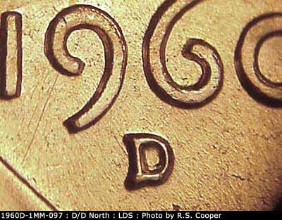 Die-stage C marker on 1960D•1MM•097 (1960 Repunched Mint Mark).