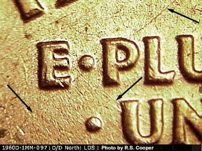 Die-stage C marker on 1960D•1MM•097 (1960 Repunched Mint Mark).