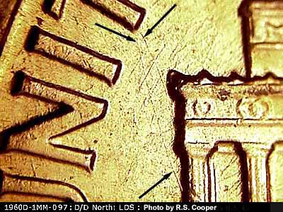 Die-stage C marker on 1960D•1MM•097 (1960 Repunched Mint Mark).