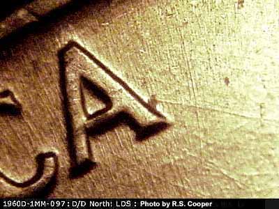 Die-stage C marker on 1960D•1MM•097 (1960 Repunched Mint Mark).