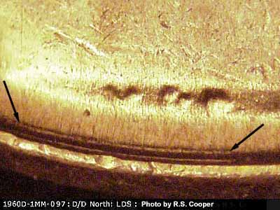 Die-stage C marker on 1960D•1MM•097 (1960 Repunched Mint Mark).