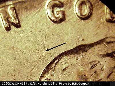 Die-stage C marker on 1960D•1MM•097 (1960 Repunched Mint Mark).