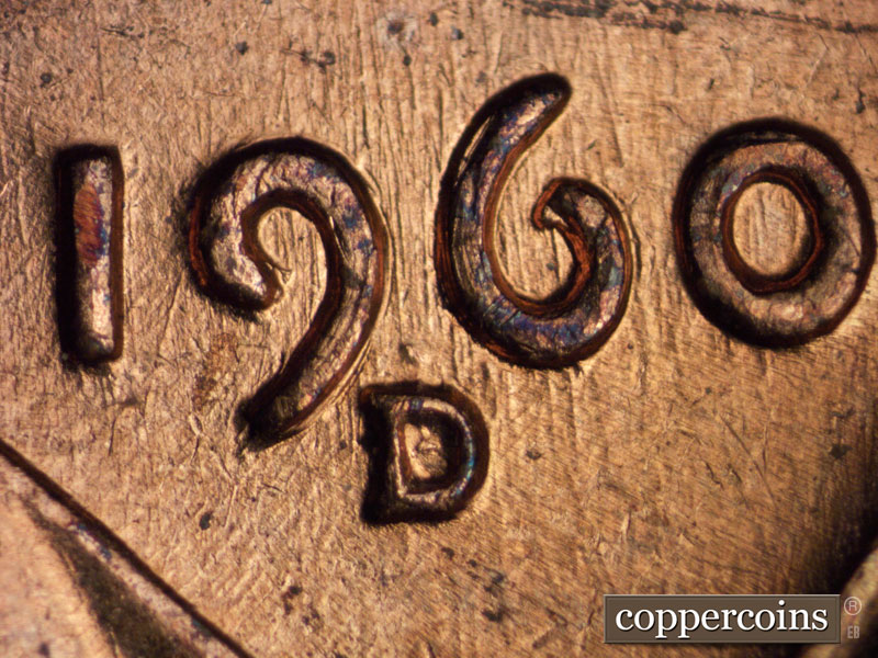 1960 Lincoln cent obverse, CopperCoins die 1960D•1MM•101.