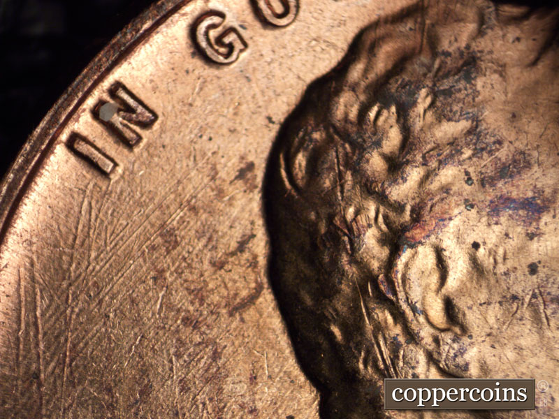 Die-stage B marker on 1960D•1MM•101 (1960 Repunched Mint Mark).