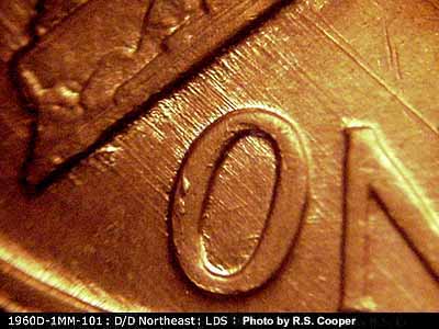 Die-stage C marker on 1960D•1MM•101 (1960 Repunched Mint Mark).