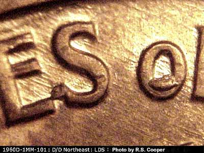 Die-stage C marker on 1960D•1MM•101 (1960 Repunched Mint Mark).