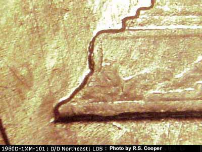Die-stage C marker on 1960D•1MM•101 (1960 Repunched Mint Mark).