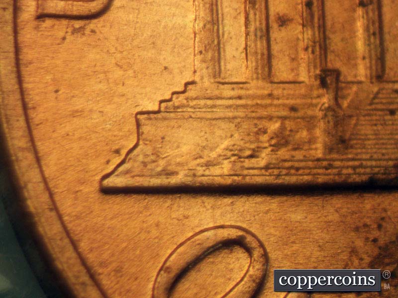 Die-stage B marker on 1960D•1MM•102 (1960 Repunched Mint Mark).