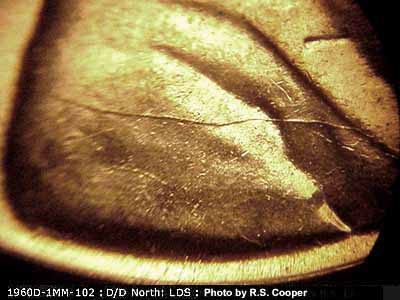 Die-stage C marker on 1960D•1MM•102 (1960 Repunched Mint Mark).