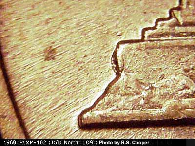 Die-stage C marker on 1960D•1MM•102 (1960 Repunched Mint Mark).