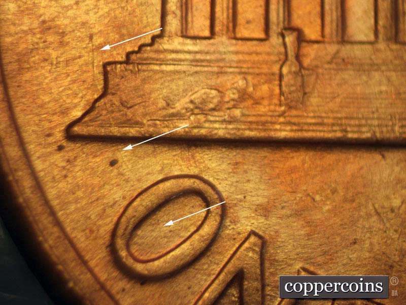 Die-stage A marker on 1960D•1MM•103 (1960 Repunched Mint Mark).