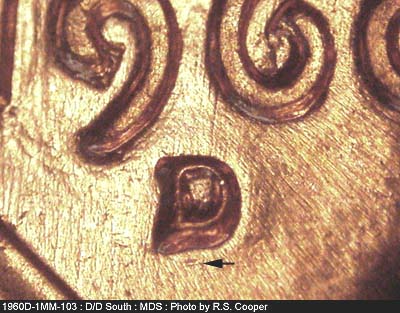 1960 Lincoln cent obverse, CopperCoins die 1960D•1MM•103.
