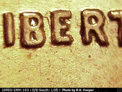 Die-stage C marker on 1960D•1MM•103 (1960 Repunched Mint Mark).