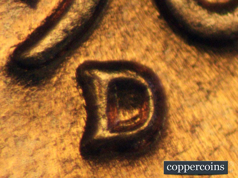 Die-stage C marker on 1960D•1MM•104 (1960 Repunched Mint Mark).
