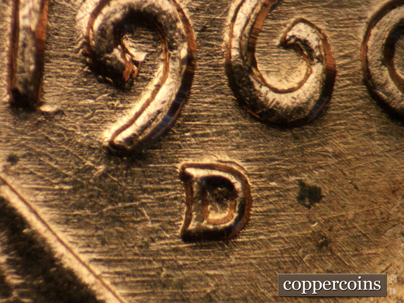 1960 Lincoln cent obverse, CopperCoins die 1960D•1MM•105.
